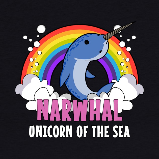 Narwhal Fish Unicorn Of The Sea Colorful Rainbow Funny by underheaven